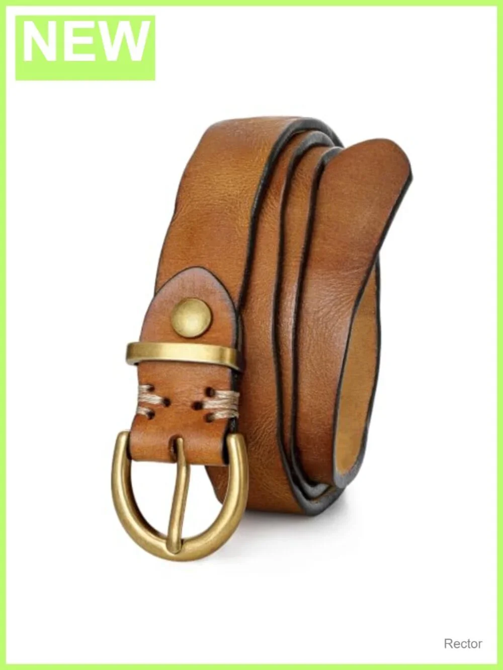 Genuine Leather Women's Belt Full Grain Real Leather with Brass Buckle